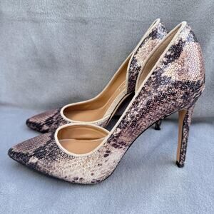 Jessica Simpson Shoes Womens Size 7.5 Snake Print Sequin D'Orsay Pumps JS-PRIZM3
